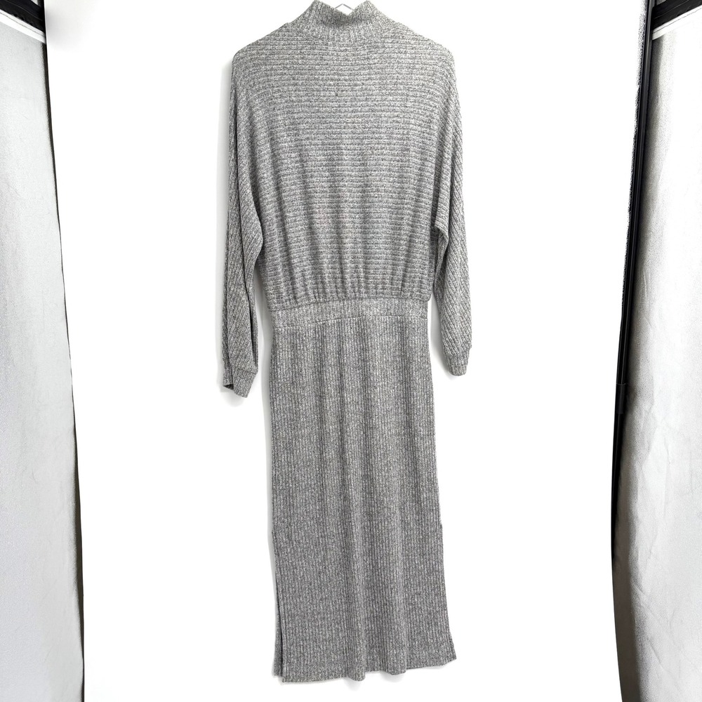 Saturday Sunday Anthropologie Mariah Midi Dress Size S Gray Ribbed Mock Neck - Picture 5 of 11
